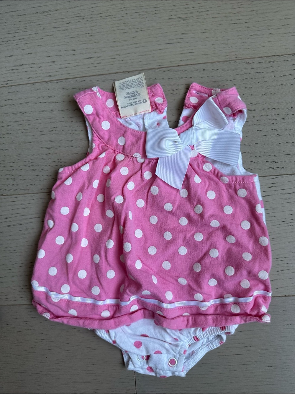 First Impressions Pink and White Polka Dot Diaper Cover with Bow